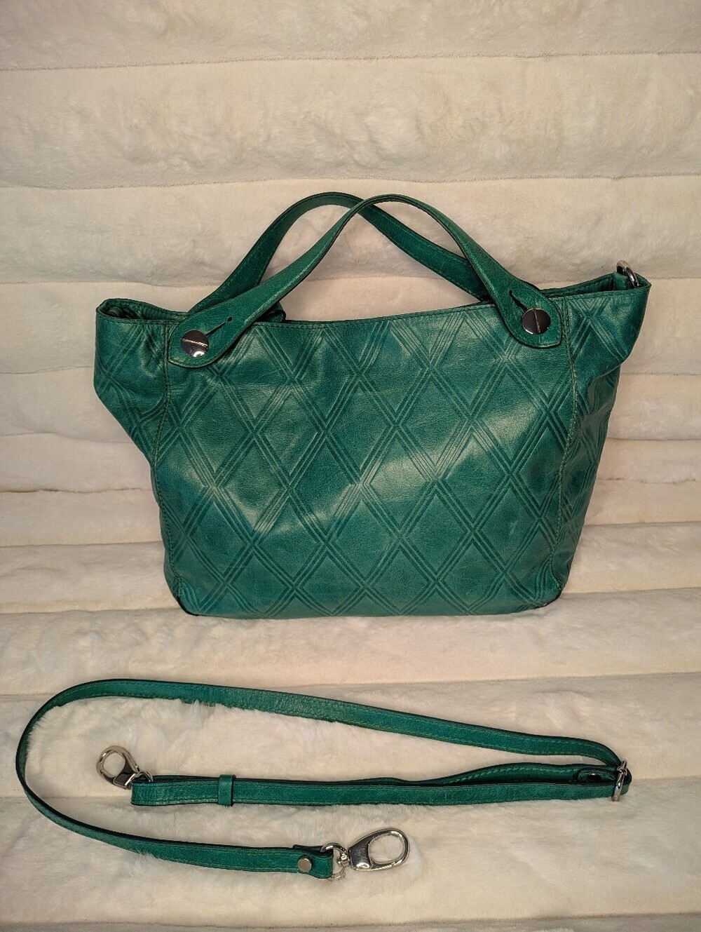 Gianni Conti Vera Pelle Genuine Leather Quilted Dual Handle Purse
